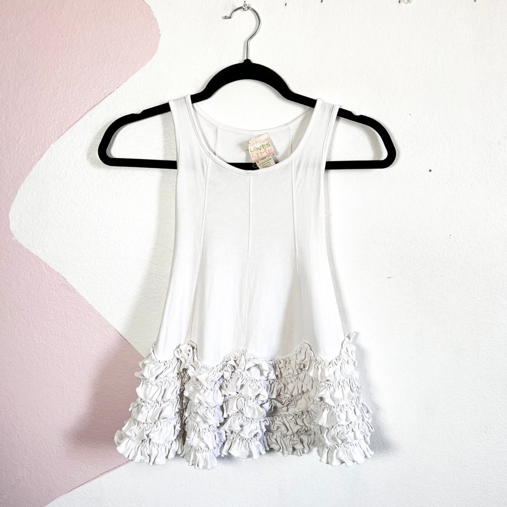 Lemon Loves Lime Girls White Ruffle Dress Size‎ 3